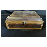 Wooden Trinket box with trinkets inside