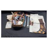 Basket of Craft supplies, Sewing and Knittign