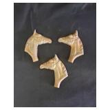 3 Cast Iron Horse Heads