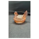 Pink Glass Hen on the Nest