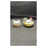 2 Ceramic Hens on the Nest