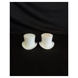 2 Vtg Milkglass Daisy & Button Top Hats