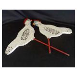 Vtg Wood Painted Chicken Yard Art