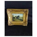 2 Greyhound Dog Painting in Gilted Frame