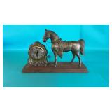 Vtg United Brass Mantel Horse Clock