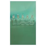 5 Antique Apothecary Acid Bottles w/Glass Stopper