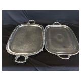 2 Square Silverplate Serving Platters