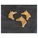3 Cast Metal Horse Heads