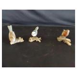 3 Wood Carved Bird Sculpture