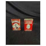 2 Union Leader Pocket Tobacco Tins w/Lids