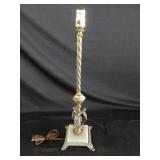 Footed Brass & Marble Based Lamp