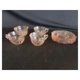 Vtg Pink Depression Glass Madrid Pattern