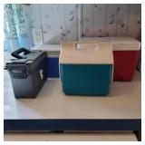 3 Lunch Boxes & Plastic Ammo Box