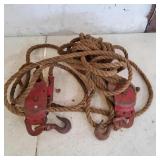 2 Pulleys with Ropes Attached