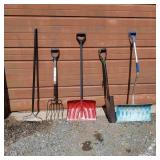 Pitchfork , 3 Shovels & Rake