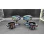 Two Blue Carnival Compotes & Cups