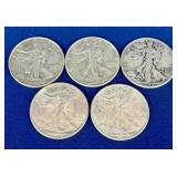 6 United States Walking Liberty Half Dollar