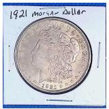 1921 Morgan Silver Dollar with cover