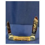 German Eye Stag Canoe With Deer Etch Folding Knife