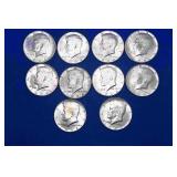 1964 Kennedy Half Dollars, x10