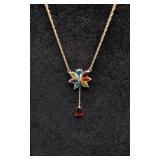 14kt Floral Gemstone QVC necklace, 16"