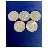 5 Franklin Half Dollars