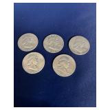 5 Franklin Half Dollars
