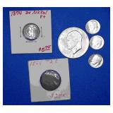 1971 Eisenhower Dollar, 1864 2c, 1874 Nickel