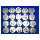 20 Count 1964 Kennedy Half Dollars.