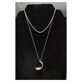 14k White Gold pendent and 2 Chains