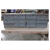 12 Drawer Metal Stage Bin W/Contents