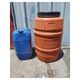 1 Large plastic Barrel and 1 Plastic Can