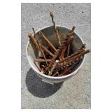 Bucket of Large Drill Bits & Misc.