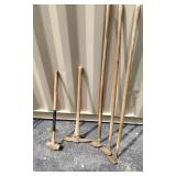 Mallet, 3 Hoes & a Pick Axe