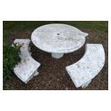 Heavy Concrete Table W/3 Benches