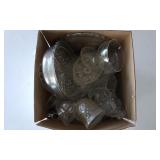 Clear Punch Bowl W/8 Cups & Misc Clear Glassware
