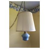 Vintage Blue Glass Hanging Swag Lamp