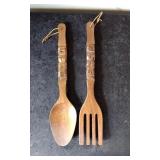 Large Wooden Spoon & Fork Wall Hanging