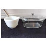 Pyrex Mixing Bowl W/Lid & Casserole Dish