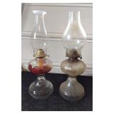 2 Oil Lamps W/Globes