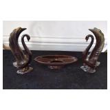 Vintage Black & Gold Swan Figurines