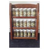 Vintage Wooden Spice Rack W/Spices