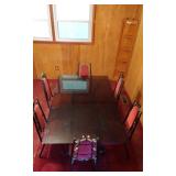 Glass Top Table With 6 Chair