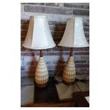 Mid-Century Table Lamps W/Diamond Pattern