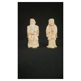 Antique Hand Carved Oxbone Japanese Couple