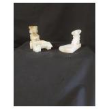 2 Jade Figurines W/Trays