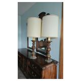 2 Mid Century Brass Table Lamps