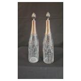 2 Antique French Etched Bottles