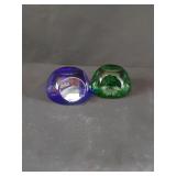 Vintage Blue & Green Glass Paperweights