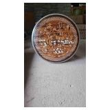 Indian Rosewood Elephant Round Table, Ivory Insert
